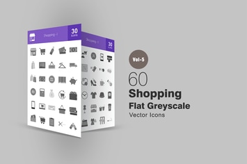 60 Shopping Greyscale Icons