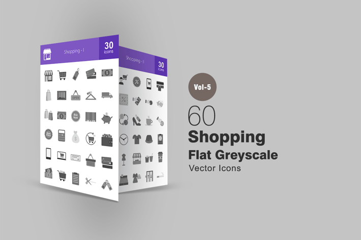 60 Shopping Greyscale Icons