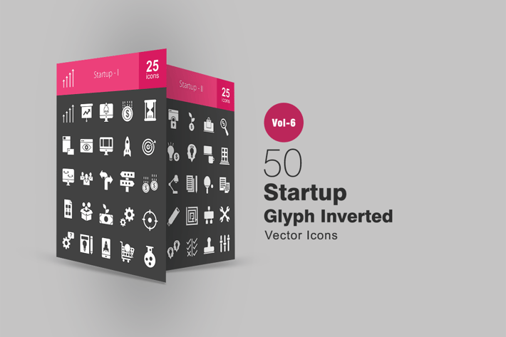 50 Startup Glyph Inverted Icons