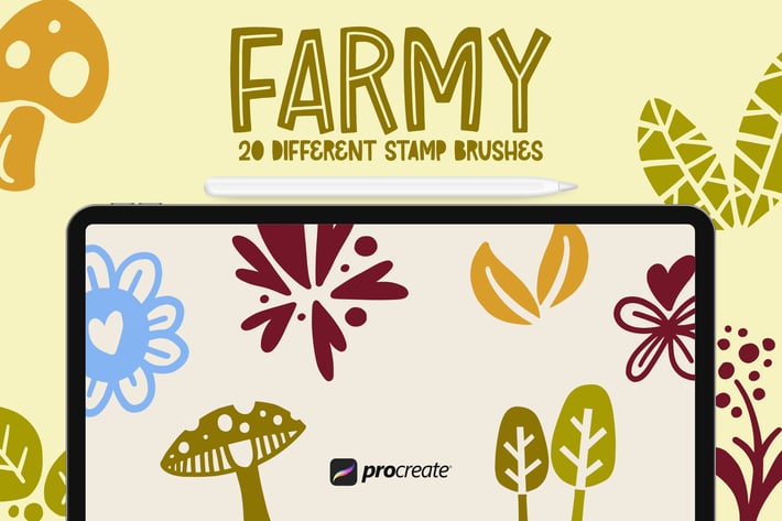 Farmy - 20 Procreate Stamp Brush