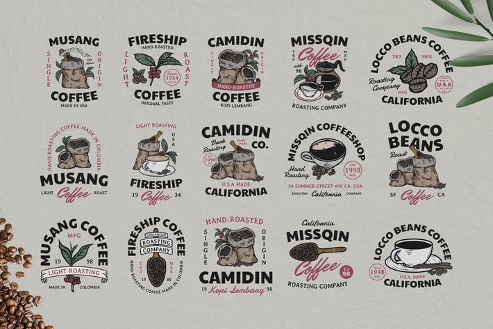 15 Coffee Vintage Badges