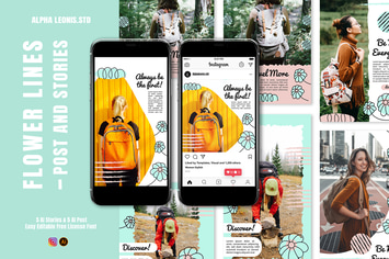 Instagram Templates - Flower Lines