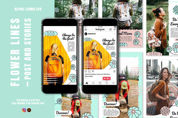 Instagram Templates - Flower Lines