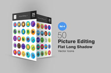 50 Picture Editing Flat Shadowed Icons