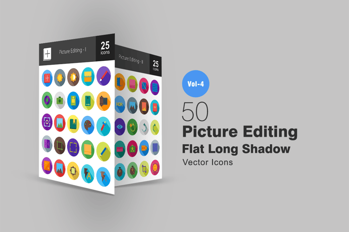 50 Picture Editing Flat Shadowed Icons