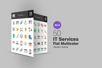 50 IT Services Flat Multi-color Icons