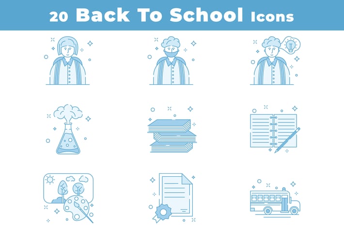 20 Colorful Back to School Icons