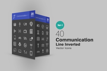 40 Communication Line Inverted Icons