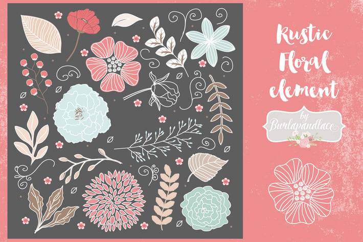 Floral elements vector