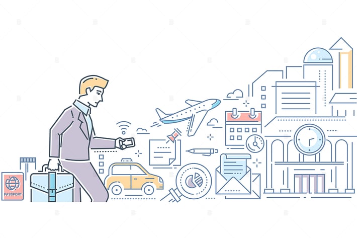 Business trip - line design style illustration