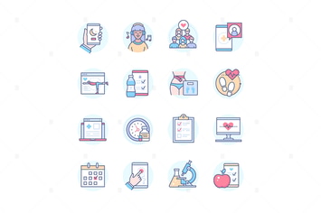 Healthcare Mobile App - Line Design Style Icons