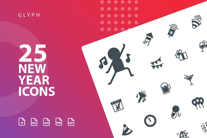 New Year Glyph  Icons