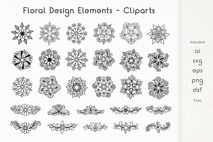 Floral Design Elements - Cliparts
