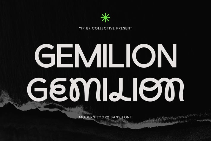 Gemilion - Modern Experimental Loopy Bold Sans