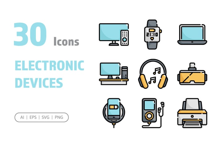 30 Electronic Devices Icons