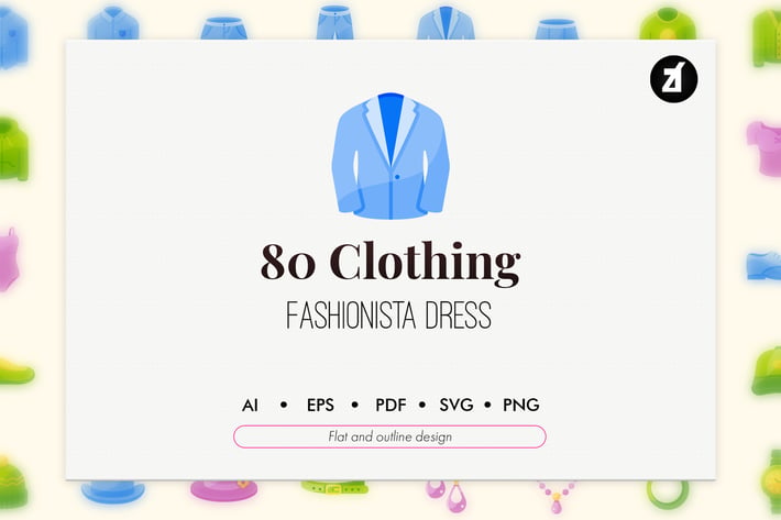 80 Clothing and apparel elements icon pack
