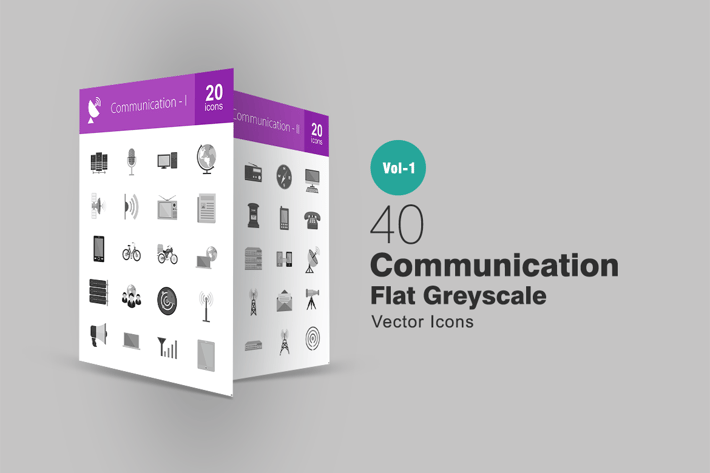 40 Communication Greyscale Icons
