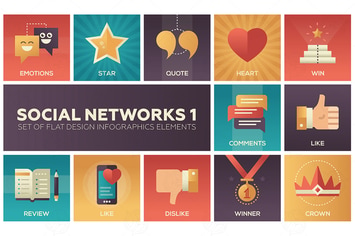 Social networks - set of flat design infographics