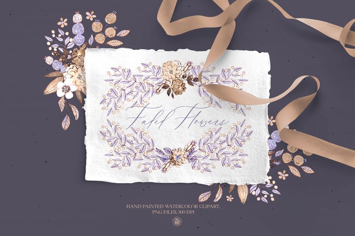 Faded Flowers - watercolor frames and clipart