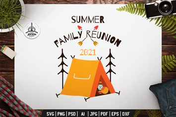 Summer Family Reunion Label. Camping Badge