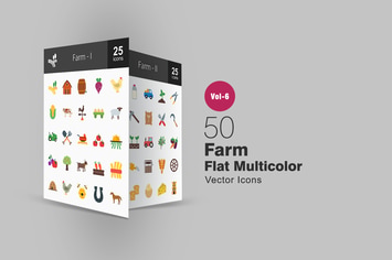 50 Farm Flat Multicolor Icons