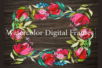 3 Watercolor Digital Frames