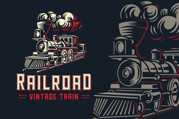 RailRoad Vintage Train Logo Template