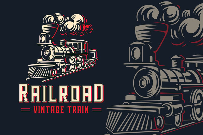 RailRoad Vintage Train Logo Template