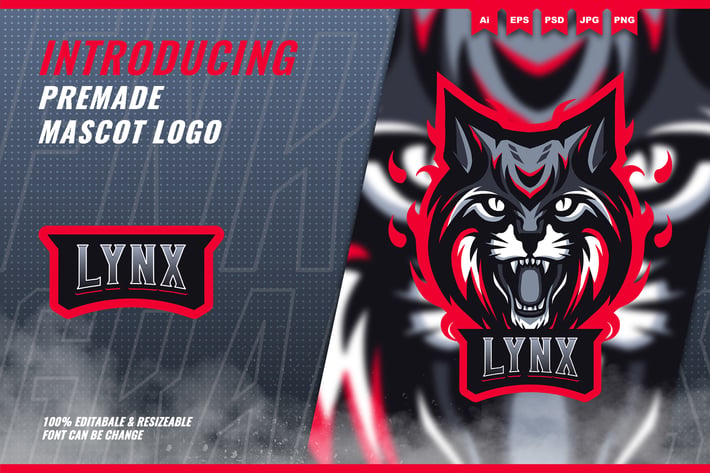 Wild Cat Lynx - Mascot Esport Logo Template
