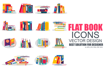 Flat Books Icons
