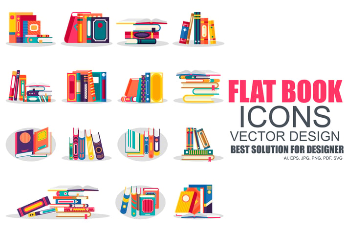 Flat Books Icons