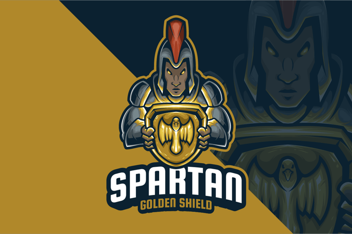 Spartan Golden Shield Mascot Logo
