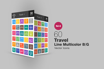 60 Travel Line Multicolor B/G Icons