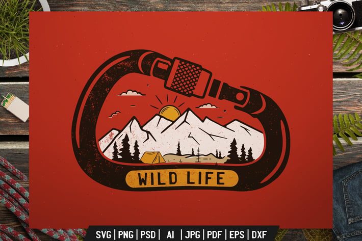 Wild Life Logo, Adventure Retro Print, Camp Shirt