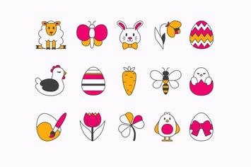 Easter Lines Icons
