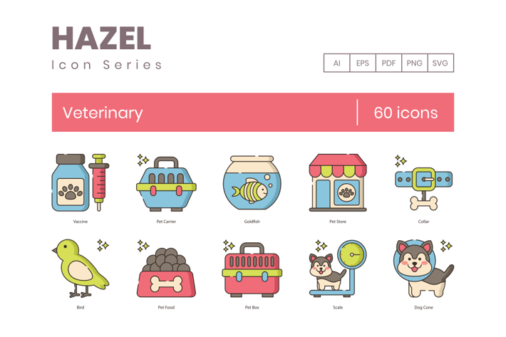 60 Veterinary Line Icons