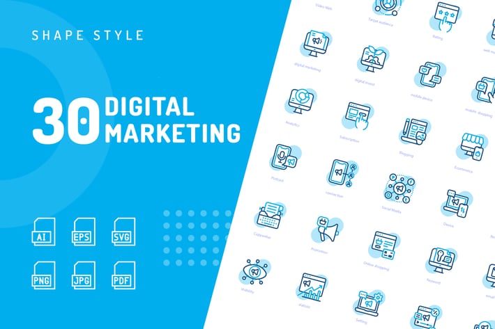 Digital Marketing Shape Icons
