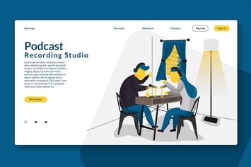 Podcast Recording - Web Header & Vector