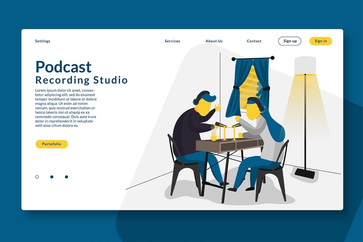 Podcast Recording - Web Header & Vector