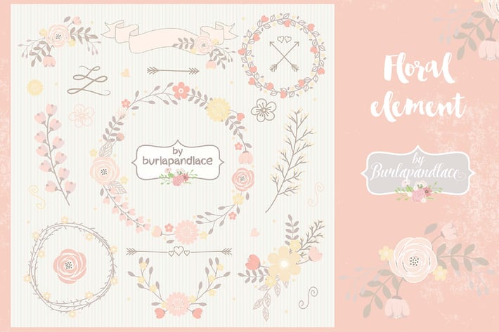 Peach Floral elements