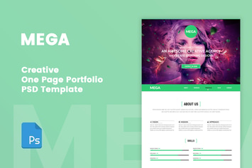 MEGA - Creative One Page Portfolio PSD Tempate