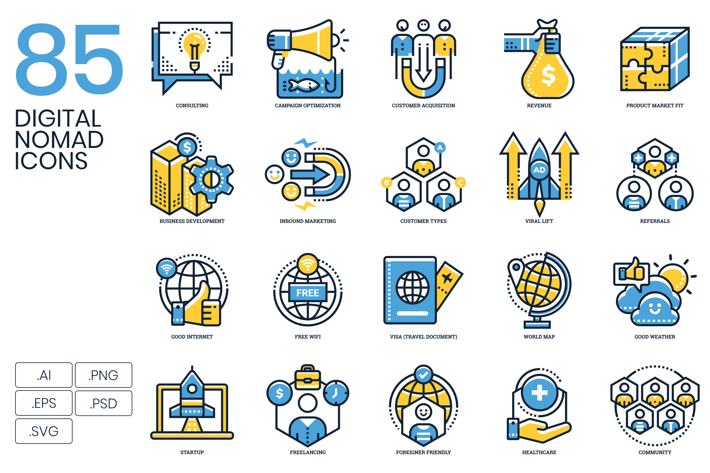 85 Digital Nomad Icons