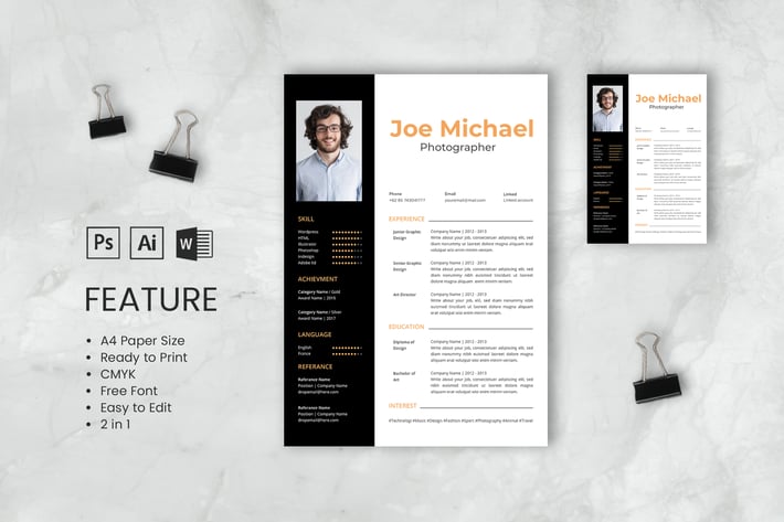Professional CV And Resume Template Joe