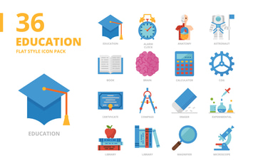 Education Flat Style Icon Set