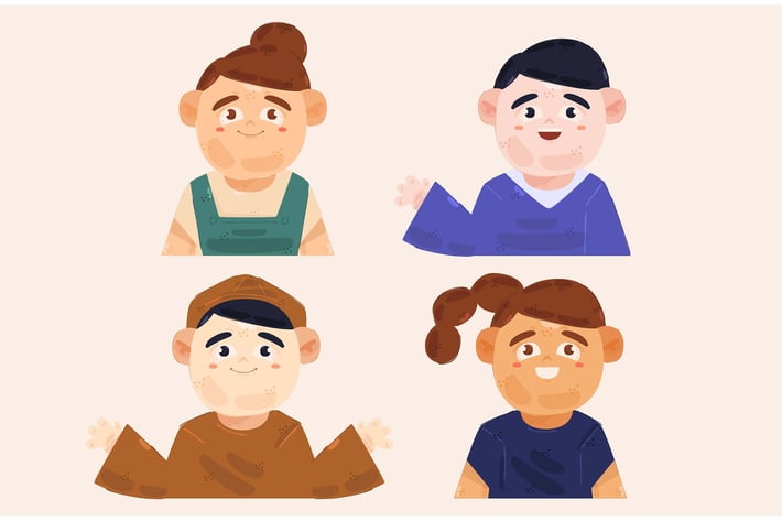 People Looking Up Illustration