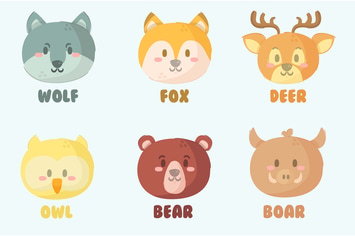 Animals Head Illustration Set