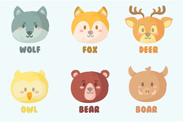 Animals Head Illustration Set