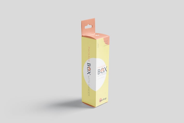 Package Box Mockup Set Small Rectangle with Hanger