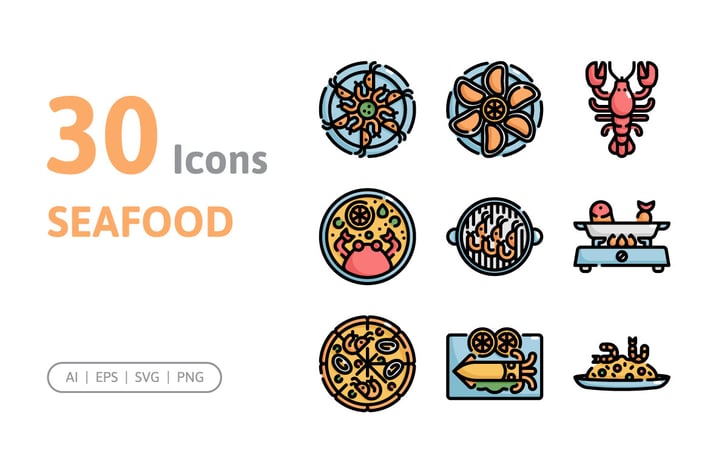 30 Seafood Icons