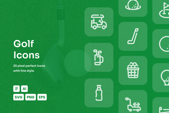 Golf Dashed Line Icons